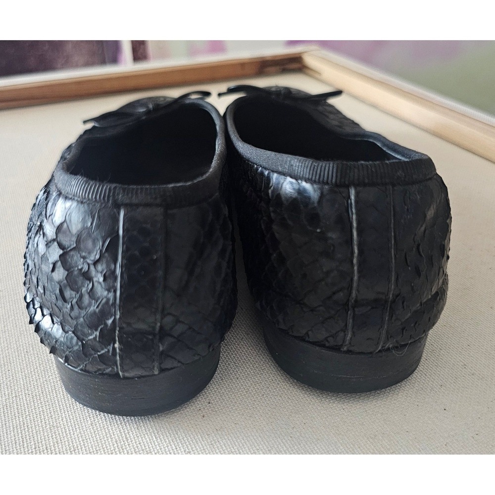 Chanel Black Python Embossed Ballet Flats with Bo… - image 7